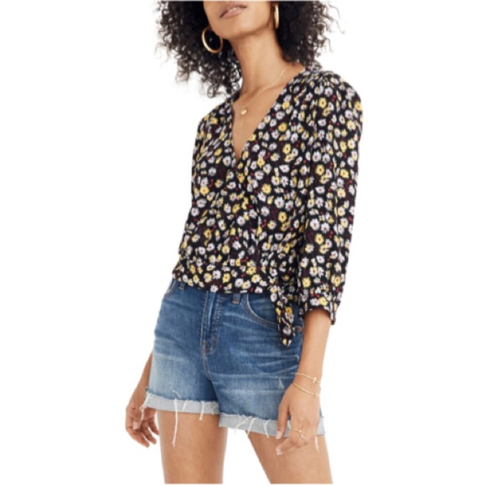 MADEWELL French Floral Wrap Top NWT M Multi - Picture 1 of 7